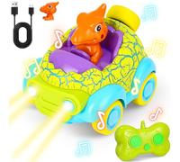 Voiture Telecommandé Enfant 2 Ans, Jouet Dinosaure avec Lumières et Musique, Voiture Télécommandée Jouet Enfant 2 3 4 5 6 Ans Garçon,Cadeau Anniversaire Noël pour Bébés Enfant