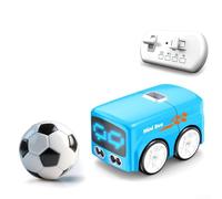 Voiture télécommandée avec télécommande, mode voie et fuite, évitement automatique des obstacles, écran LED avec animations expressives, commande musicale et vocale, rechargeable via type C (bleu)