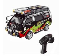 Voiture télécommandée Delica à l'échelle 1/24, camion télécommandé 2,4 G 4 roues motrices à balais avec boîte de vitesses manuelle, phares LED et transmission à deux vitesses pour les passionnés
