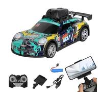Voiture Télécommandée Drift LH-C076S, 2.4G 4CH Voitures de Sport de Course Longue Endurance avec caméra et lumières LED, Jouets Cadeaux pour Loisirs(Vert/1 Batterie)