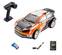 Voiture Télécommandée Drift SY-1203, 4WD 32km/h Haute Vitesse avec Capot Anti-poussière, Suspension en métal améliorée, Amortisseur à Huile, Feux Avant et arrière(Orange et Blanc/Batterie 1PCS)