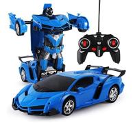 Voiture télécommandée électrique Transformers - Bleu - Rotation 360° - Transformation à un bouton