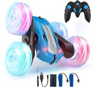 Voiture Télécommandée Enfant,360°Rotation Camion Cascadeuse Avec Feux De Roue,2.4Ghz Rc Radiocommandee Jeux Extérieur Jouet Cadeau Pour Garçon Fille 6 Ans Et Plus,2XBatterie(Bleu)