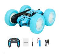 Voiture Télécommandée Enfant, 360°Rotation Camion Cascadeuse avec Feux de Roue, 2.4GHz RC Voiture Radiocommandee, Bleu