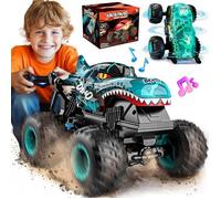 Voiture telecommandée Enfant Tout-Terrain - Lumières & Musique - Camion Dino 1:20 pour Garçons 4-7 Ans - Bleu