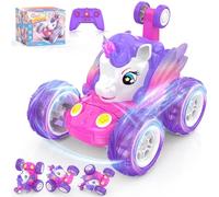 Voiture Telecommandée Fille 3 4 5 6 7 8 Ans, Jouet Licorne RC Stunt Car 360°Rotation Monster Truck Radiocommandee Jeux Enfant Intérieur Extérieur Cadeau Anniversaire Noel Véhicule Téléguidée Rose