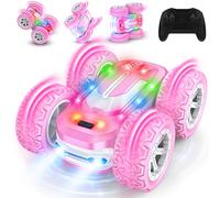 Voiture Télécommandée Fille, Jouet Enfant 6 7 8 9 10 Ans 4x4 Voiture de Course Cascadeuse Tout Terrain 360° Rotation avec Lumière LED RC Drift Camion Monster Truck Cadeaux Filles Jeux Exterieur Jardin
