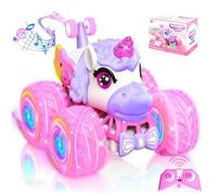 Voiture Télécommandée Licorne 2.4GHz - Cascade 360° avec LED, Cadeau pour Fille 3 Ans+, Intérieur & Extérieur