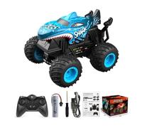 Voiture télécommandée - Monster truck requin - avec musique figures à 360° - Bleu - Un cadeau pour les garçons et les filles