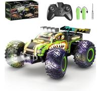 Voiture Télécommandée,Monster Truck Télécommandé À 20 Km/H Avec 2 Phares Et 2 Batteries,Voiture Rc Tout-Terrain Dinosaure 2,4 Ghz Pour Enfants De 6 À 12 Ans