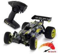 Overmax X-Pace Voiture télécommandée RC Car Vitesse de 45 kmh 4x4 motrices portée de 100 mètres Suspension à Ressort indépendante éclairage LED Grande Taille, Noir-Jaune