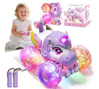 Voiture télécommandée pour fille à partir de 3, 4, 5, 6 ans, 1/20 licorne Monster truck télécommandée avec musique et lumière, 2,4 GHz Monster Truck avec rotation à 360°, cadeaux licorne pour filles à
