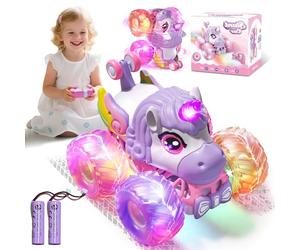 Voiture télécommandée pour fille à partir de 3, 4, 5, 6 ans, 1/20 licorne Monster truck télécommandée avec musique et lumière, 2,4 GHz Monster Truck avec rotation à 360°, cadeaux licorne pour filles à