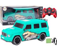 Voiture télécommandée RC avec dinosaure, échelle 1:10, vert