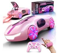 Voiture télécommandée rose pour filles, voiture de cascade télécommandée contrôlée à la main avec pulvérisation lumineuse et son, détection de gestes - Voitures de sport télécommandées pour filles de