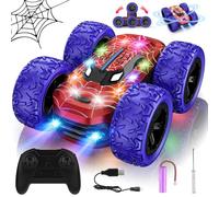 Voiture Télécommandée Tout Terrain, 4x4 Voiture Cascade Radiocommandée 360° Rotation avec Lumières Spider Jouet Garçon Fille 8+ Ans Monster Truck RC Cars Cadeau Noël Anniversaire Jeux Exterieur Enfant