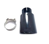 Voiture Tuyau d'échappement Accessoires Modification Universelle Tuyau D'échappement Unique En Acier Inoxydable Couvercle Noir Brillant En Carbone Pointe De Silencieux Gorge Queue(IN 51MM-OUT 76MM)