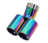 Voiture Tuyau d'échappement Silencieux D'échappement De Voiture Pointe De Tuyau De Gorge Courbure Universelle Plate En Acier Inoxydable Multi-taille Double Sortie 63MM Gorge Queue(Multicolor 54MM)