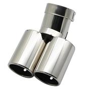 Voiture Tuyau d'échappement Silencieux D'échappement De Voiture Pointe De Tuyau De Gorge Courbure Universelle Plate En Acier Inoxydable Multi-taille Double Sortie 63MM Gorge Queue(Silver 51MM)