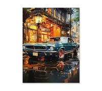 Voiture Vintage，1000 Pièces Puzzle en Papier Créatif Éducatif Jigsaw Puzzle Jouet Anti-Stress pour Adultes Enfants Bricolage Jeux Parent-Enfant（50x70cm）-AH2