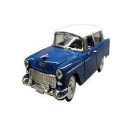 Voiture Vintage Alliage à Quatre Portes carrosserie Bleue Toit Blanc modèle 1955 Collection décoration intérieure échelle 1:32