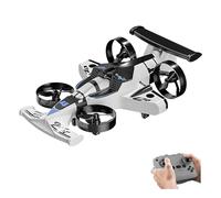 Voiture Volante 2 en 1 et Mini Drone d'intérieur, 2 en 1, Avions terrestres et aériens à 360°, Voitures à dérive à Grande Vitesse, Voiture de Cascade 4 Roues motrices télécommandée 2,4 GHz(White)