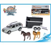 Voiture Volvo avec remorque pour chevaux 25cm Metal Retraite