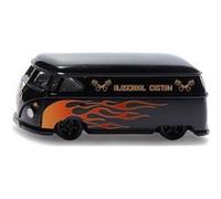 SIKU 2363, VW T1 Transporter Custom, 1:50, Voiture Jouet, Métal,Plastique, Noir/Orange, Attelage de remorque, Impressions détaillées, Portes ouvrables