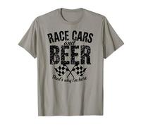 Voitures de Course à Carreaux et bière avec Drapeau à Carreaux « That's Why I'm Here » T-Shirt