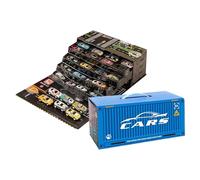 Voitures de jouet moulées à l'échelle : lot de quarante-huit mini véhicules électriques à friction, étui de collection de modèles en , organisateur de garage, tapis de jeu inclus | Ki