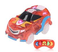Voitures de Piste Télécommandées avec 6 Lumières LED et Musique, Jouet de Voiture Qui Brille dans Le Noir, Compatible avec la Plupart des Pistes, Jouet Amusant pour Les Enfants