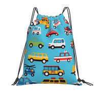 Voitures De Police De Dessin Animé, Ambulances, Camions Homme Femme Sacs De Sport Pliable Sac À Cordon Léger Sac À Dos À Cordon Pour Gymnastique Natation Voyage