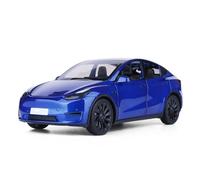 Voitures d'exposition Modèle de Voiture moulé sous Pression en Alliage, échelle 1/24, modèle Y, avec Son et lumière, à Tirer, Souvenir décoratif Collection ou Cadeau(Blue)