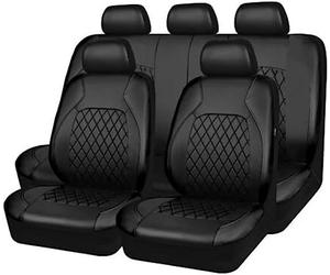 VOIV 9PCS Ensembles De Housses Siège Voiture pour Ford Kuga III 2019 2020 2021 2022 2023, Cuir Confortable Respirant ImperméAble Nonslip Protection Couvre Sieges,A Black