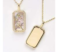 VOIV Collier amulette du zodiaque avec pendentif carte de tarot, collier avec pierre de naissance colorée 18 carats, bijou constellation, cadeau pour femme, Cuivre