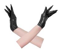 VOIV Gants courts en PVC effet mouillé brillant en cuir PU pour cosplay sexy doigts séparés Danse Performance Luvas Gothique Clubwear Gant, Noir , S