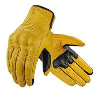 VOIV Gants de moto vintage en cuir jaune pour écran tactile