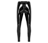 VOIV Hommes Taille élastique Fermeture éclair Entrejambe Pantalon Look Humide Cuir Verni Pantalon Slim Clubwear Leggings