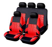 VOIV Voiture Ensembles De Housses Siège pour Opel Corsa F/e-Corsa 2019 2020 2021 2022 2023, Couverture Couvre Sieges Polycoton Tissu Confortables Respirant Interieu Accessoire,F Red