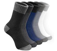 VoJoPi Chaussettes Chaudes Homme, Lot de 5 Chaussettes Thermiques d'hiver Grosses Laine Cadeau Anniversaire Cadeau Homme Classiques Noel pour Papa Grand Père Copain Frere, 39-45