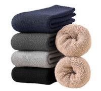VoJoPi Chaussettes Hommes Hiver Chaussettes Chaudes 5 Paires Douces et Epaisses Chaussette Thermique en Laine pour Randonnée Ski Loisirs Travail, 39-45