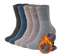 VoJoPi Chaussettes Hommes Hiver Chaussettes Chaudes 5 Paires Douces et Epaisses Chaussette Thermique en Laine pour Randonnée Ski Loisirs Travail, 39-45