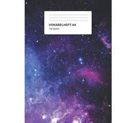 Vokabelheft A4: 2 Spalten, 100 Seiten, Vokabeln lernen leicht gemacht, Soft Cover, Motiv: Weltraum