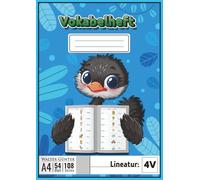 Vokabelheft Lineatur 4V Größe DIN A4: Dreispaltiges Heft mit einzeiliger Linierung und Kästchen zum Zeichnen in der Mitte | 54 Blatt (108 Seiten) | ... Zum Vokabellernen, Zeichnen, Schreiben & Üben
