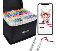 Vokiuler Alocohol Marqueurs,120 couleurs avec application exclusive pour le coloriage, croquis, illustration d'anime avec sac de transport