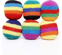 vokkrv 6PCS Hand Made Knitted Footbag Sack, Hacky Footbags Knitted, Professional Hacky Balls for Adults, Juggling Balls for Beginners, Multicolored Geometric Pattern, Ready-to-Use, Easy to Carry (1#)