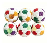 vokkrv 6PCS Hand Made Knitted Footbag Sack, Hacky Footbags Knitted, Professional Hacky Balls for Adults, Juggling Balls for Beginners, Multicolored Geometric Pattern, Ready-to-Use, Easy to Carry (3#)