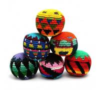 vokkrv 6PCS Hand-Made Knitted Hacky Bags, Hacky Footbags Knitted, Professional Hacky Balls for Adults, Juggling Balls for Beginners, Multicolored Geometric Pattern, Ready-to-Use, Easy to Carry (5#)