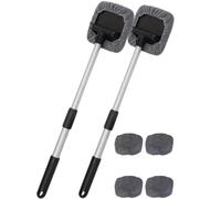 vokkrv Car Windshield Window Cleaner Tool, Windshield Wow Magnetic Car Window Cleaner Tool, with Reusable Microfiber Pads (B)