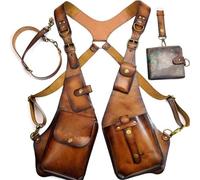 vokkrv Sac de harnais d'épaule Steampunk,harnais homme torse, Harnais antivol, Double portefeuille sac sous de taille étui antivol pour hommes femmes,portefeuille à sangle en cuir Pu réglable (Café)